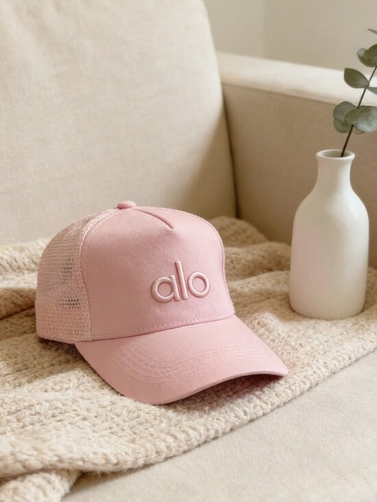 Alo Rose Pink Mesh Trucker Cap with Logo main image 4